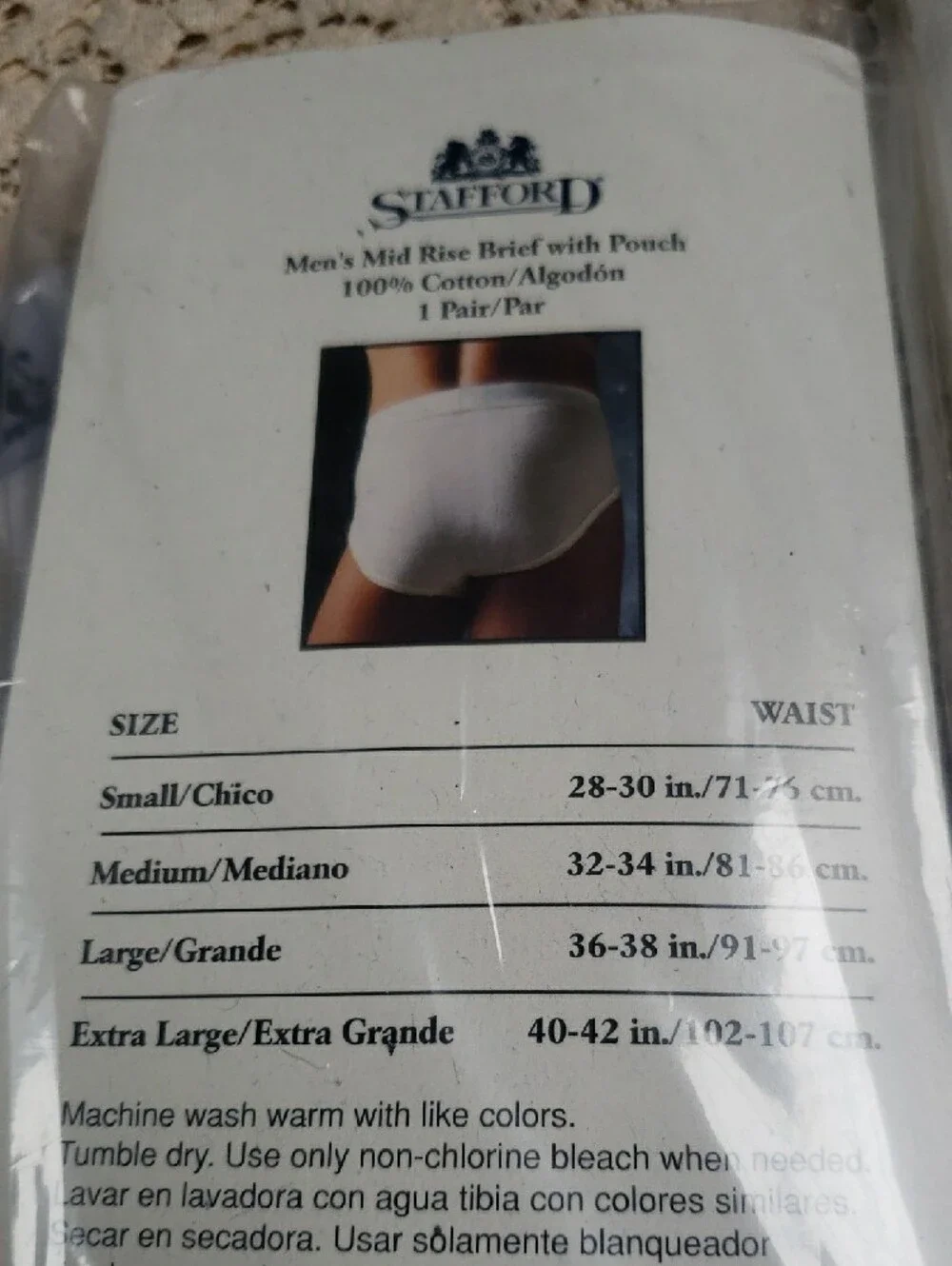 Stafford White Men's Mid And Full Rise Briefs - 3 Pack New